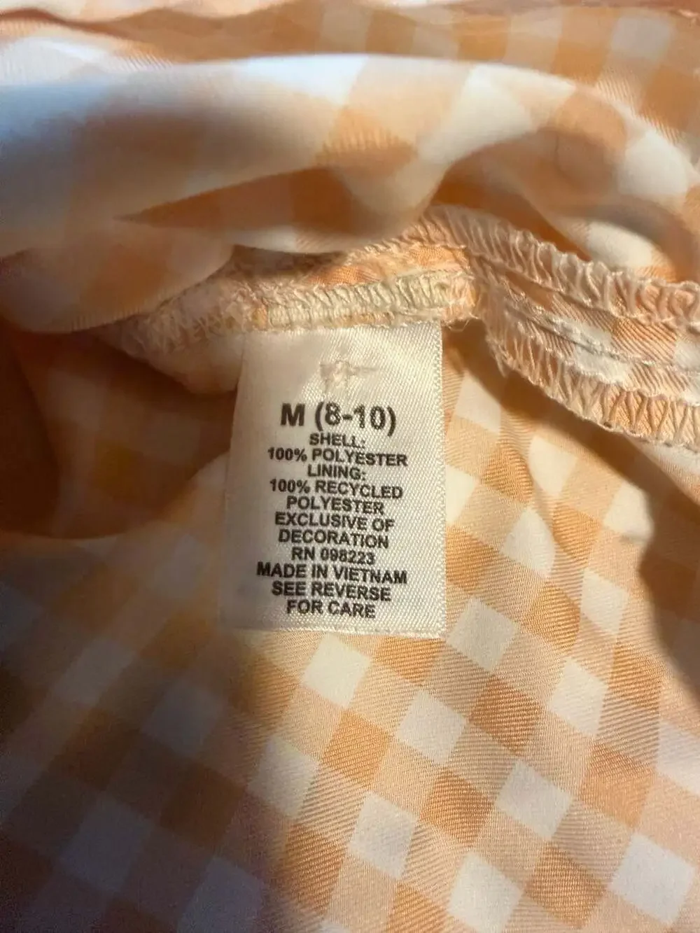 Magellan Outdoors Girls Peach Gingham Short Sleeve Button-Front Shirt Dress